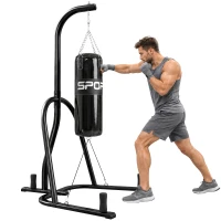 SPORTNOW Sac de Box cu Suport Autoportant pentru Adulți, Sac 20 kg, Structură Oțel, 141x123x220 cm, Negru(m-12)