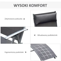 Outsunny Leżak, leżak ogrodowy, składany, regulowany, leżak, meble ogrodowe(m-5)
