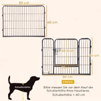 PawHut Welpenlaufstall 16-TLG Welpenauslauf mit 16 Gitterplatten Tür flexibel Schutzplane 60cm hoch Welpengitter Laufstall für Haustiere Hund Katze Welpe Laufgitter für drinnen und draußen(m-3)