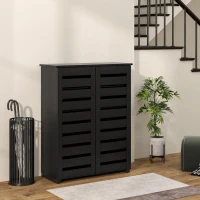 HOMCOM Mobile Scarpiera a 5 Livelli con 4 Ripiani Regolabili e Ante a Doghe, in Legno, 76x33Px98 cm, Nero(m-10)