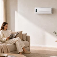 HOMCOM Termoventilatore da Parete 2000W, Stufa Elettrica Ceramica 3 Modalità con Ventilatore, Termostato, Bianco(m-2)