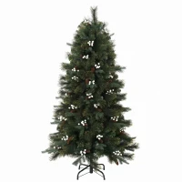HOMCOM 5ft Artificial Christmas Tree, Fir Hinged Xmas Tree with 490 Branch Tips, Foldable Metal Stand, Easy Assembly, Green(m-13)