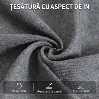 HOMCOM Fotoliu Reclinabil Manual din Material Tip In, cu Suport pentru Picioare și Cotiere Căptușite, Gri Închis(m-7)
