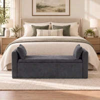 HOMCOM Banco de Almacenaje de Chenilla con Reposabrazos y Cojines Tapa Hidráulica Carga 220 kg 137x45x51 cm, Gris Oscuro(m-14)