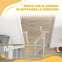 PawHut Cancellino per Cani Regolabile da 76-104 cm, Cancelletto Alto 106 cm con 2 Estensioni, Bianco(m-7)