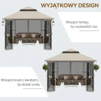 altana ogrodowa pawilon z podwójnym dachem 3x3 namiot ogrodowy namiot imprezowy beżowy(m-5)