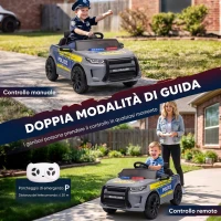 AIYAPLAY Auto Elettrica Polizia 12V con Telecomando, 2 Motori, Luci, Sirena, Musica e Clacson,  3-6 Anni, Grigio(m-6)