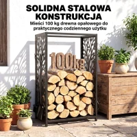 Stojak na drewno kominkowe z akcesoriami kominkowymi wysoka półka na drewno opałowe półka na drewno opałowe stalowy(m-7)