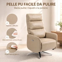 HOMCOM Poltrona Relax Elettrica Reclinabile 160° Girevole con Poggiapiedi, Presa USB e Type-C, in Pelle PU, Marrone(m-8)