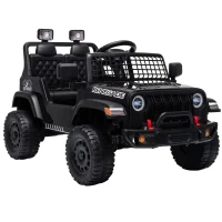 AIYAPLAY Fuoristrada Elettrica per Bambini 12V, Batteria al Litio, 2 Motori, Sospensioni, Telecomando, 2-4 Anni, Nero(m-1)