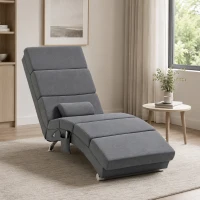 HOMCOM Sillón Relax Reclinable con 8 Puntos de Masaje y Calor Lumbar 5 Modos Mando y Bolsillo Lateral Gris Oscuro(m-10)