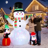 Outsunny Aufblasbarer Weihnachts-Schneemann, 243 cm, mit buntem LED-Licht, für draußen(m-8)