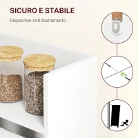 HOMCOM Tavolo da Pranzo Pieghevole, 78.5x91 cm con 4 Ripiani per 3 Persone, Tavolo Cucina a Ribalta, Bianco(m-6)