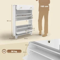 HOMCOM Scarpiera Salvaspazio Slim con 2 Ante a Ribalta Scarpiera Ingresso con Ripiani Regolabili, Cassetto Base Rialzata(m-3)