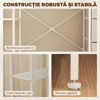 HOMCOM Birou cu 4 sertare textile, structură metalică, raft deschis, alb(m-5)