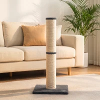 PawHut Tiragraffi per Gatti Leggero Alto 80 cm con Corda in Sisal e Base in Truciolato e Peluche, Grigio Scuro(m-12)