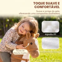 AIYAPLAY Cavalo de Brincar para Montar com Rodas, Sons de Cascos, Música e Pedais, Asas, Estrutura Metálica, +3 Anos, 50 kg, Castanho(m-7)