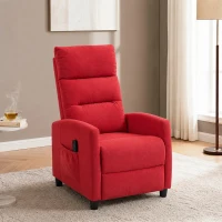 HOMCOM Poltrona Massaggiante e Reclinabile a 160° con Poggiapiedi e Telecomando, 66x91x108 cm, in Ciniglia Rosso Vino(m-13)