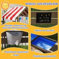 Piaskownica z dachem, drewniana, dla dzieci 3-7 lat, szara(m-7)