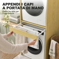 HOMCOM Mobile Lavatrice Asciugatrice, Colonna Lavatrice Asciugatrice, per Bagno Lavanderia, 70x65x192 cm, Rovere(m-5)