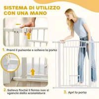 PawHut Cancelletto di Sicurezza per Cani Estensibile 76-104cm, Alto 106cm, Cancellino Cani Taglia Grande, Bianco(m-6)