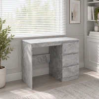 HOMCOM Scrivania Ufficio con 3 Cassetti 100x50 cm, Scrivania Salvaspazio per Studio Casa Ufficio, Grigio Effetto Marmo(m-12)
