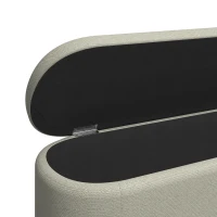 HOMCOM Banco de Almacenaje Puff Almacenaje Tapizado en Lino Tapa Cierre Suave Diseño Ovalado Carga 220 kg 116x42x44 cm Gris(m-13)