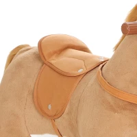AIYAPLAY Cavalo de Brincar para Montar com Rodas, Sons de Cascos, Música e Pedais, Asas, Estrutura Metálica, +3 Anos, 50 kg, Castanho(m-15)