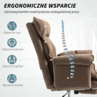 HOMCOM Krzesło biurowe ergonomiczne z podwójnym wyściełaniem, podnóżkiem, regulowanym krzesłem obrotowym, tapicerowane krzesło komputerowe, Jasnobrązowe(m-5)