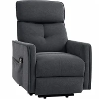 HOMCOM Poltrona Relax Reclinável Elétrica Elevatória com 2 Pontos de Massagem, Assento com Molas, Apoio para os Pés, Chenille, Preto(m-1)