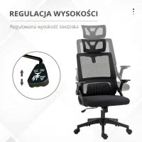 Vinsetto Fotel Biurowy Obrotowy, Regulowany, z Podparciem Głowy, 60 x 61 x 121,5 cm, Czarny(m-4)
