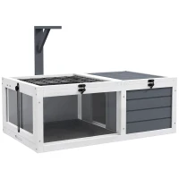 PawHut Maison enclos cage pour petit animal tortue avec 2 espaces support de lampe 81 x 48 x 31,5 cm gris(m-1)