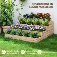 Outsunny Letto per Orto Rialzato a 4 Livelli in Legno di Abete con Fondo Aperto, 113x113x46 cm, Color Legno(m-6)