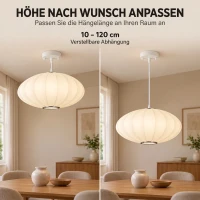 HOMCOM Pendelleuchte höhenverstellbare Hängelampe mit E27 Fassung in Weiß(m-5)