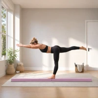 SPORTNOW Bârna de gimnastică pliabilă, bază antiderapantă, 236 x 10/15 x 6,5 cm, roz(m-4)