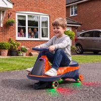 AIYAPLAY Auto Elettrica 12V per Bambini con Batteria al Litio, Luci RGB e Ruote Luminose, Arancione(m-2)