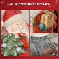 HOMCOM Weihnachtsmannfigur mit Baum und Geschenk, 3 warmweiße LEDs, batteriebetrieben, 50 cm(m-6)