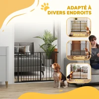 PawHut Barrière de sécurité barrière pour animal domestique longueur réglable dim. 115L x 76H cm noir(m-7)