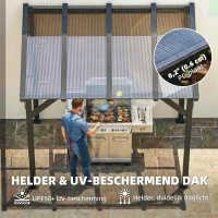 Outsunny Grillpaviljoen 2,44 x 1,48 m Tuinpaviljoen met Schuin Dak, Tuinluifel met UV-bescherming 50+ Donkergrijs(m-5)