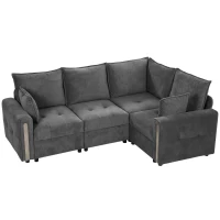 HOMCOM 228cm L Shaped Sofa with Lift-Up Storage, 3-Seater Sectional Sofa with Wide Deep Seat, Dark Grey(m-1)