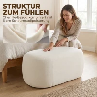 HOMCOM Bettbank voll gepolstert Kiesel-Design Chenille Polsterbank mit Kunststofffüßen 98 cm Cremeweiß(m-5)