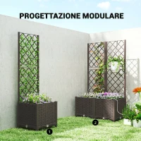 Outsunny Set 2 Orti Rialzati da Esterno con Grigliato, Sistema Irrigazione, Timer, Serbatoio d'Acqua 80x40x136cm Marrone(m-8)