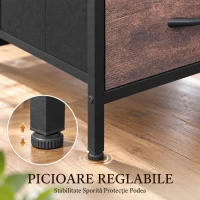 HOMCOM Măsuță industrială pentru living cu stație de încărcare, raft deschis, 2 sertare, maro rustic(m-6)