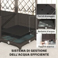 Outsunny Set 2 Orti Rialzati da Esterno con Grigliato, Sistema Irrigazione, Timer, Serbatoio d'Acqua 80x40x136cm Marrone(m-6)