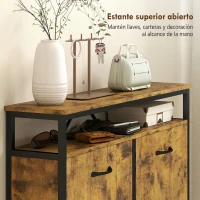 HOMCOM Zapatero Estrecho con 4 Cajones Abatibles Estante Abierto Estantes Ajustables y Encimera 12-20 Pares Marrón Rústico(m-5)
