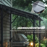 Outsunny Grillpaviljoen 2,44 x 1,48 m Tuinpaviljoen met Schuin Dak, Tuinluifel met UV-bescherming 50+ Donkergrijs(m-4)