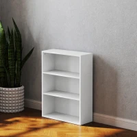 HOMCOM Estante de 3 Níveis Estante para Livros com 2 Prateleiras Ajustáveis para Sala de Estar Escritório Quarto 60x24x80 cm Branco(m-2)