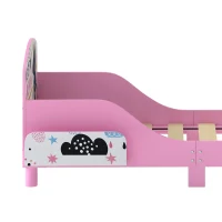 AIYAPLAY Cama Infantil con Almacenaje 70x140 cm Cama Montessori con Barandillas Tema de Superniña 3-8 Años Rosa(m-13)