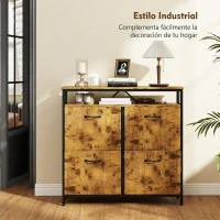 HOMCOM Zapatero Estrecho con 4 Cajones Abatibles Estante Abierto Estantes Ajustables y Encimera 12-20 Pares Marrón Rústico(m-8)