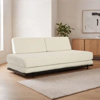 HOMCOM Sofá-cama 3 em 1 de 3 Lugares com 2 Almofadas Laváveis e Estrutura em Aço 193x82x57 cm Creme(m-11)